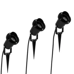 QAZQA Set van 3 prikspots zwart incl. snoer en stekker IP65 - Done