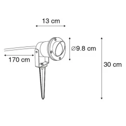 QAZQA Set van 3 prikspots zwart incl. snoer en stekker IP65 - Done