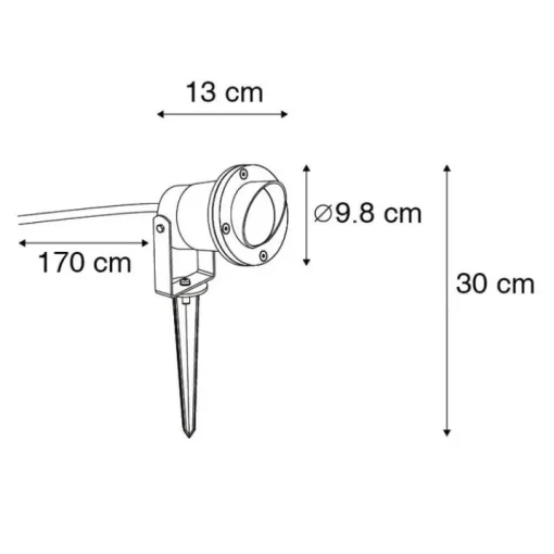 QAZQA Set van 3 prikspots zwart incl. snoer en stekker IP65 - Done