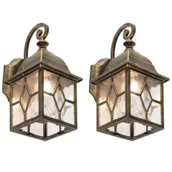 QAZQA Set van 2 romantische buiten wandlantaarns brons - London