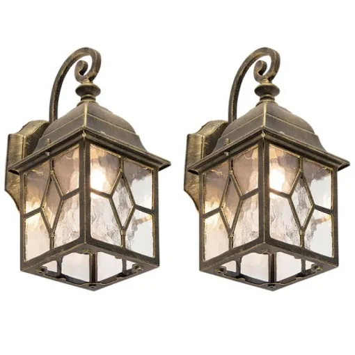 QAZQA Set van 2 romantische buiten wandlantaarns brons - London
