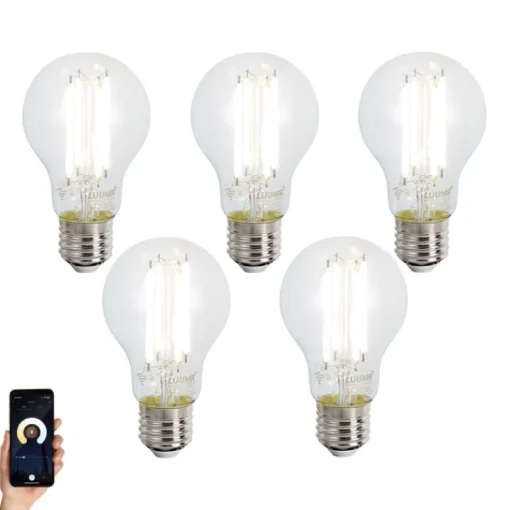 LUUMR Set van 5 Smart E27 dimbare LED lampen A60 helder 7W 806 lm 2700-6500K