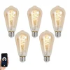 LUUMR Set van 5 Smart E27 dimbare LED lampen ST64 amber 4.9W 320 lm 2500K