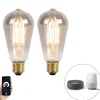 Calex Set van 2 smart E27 LED lampen ST64 smoke 7W 400 lm 1800K