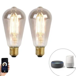 Calex Set van 2 smart E27 LED lampen ST64 smoke 7W 400 lm 1800K