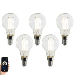 LUUMR Set van 5 Smart E14 LED lampen P45 helder 4.2W 470 lm 2700-6500K