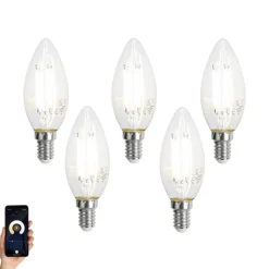 LUUMR Set van 5 Smart E14 LED lampen C35 helder 4.2W 470 lm 2700-6500K