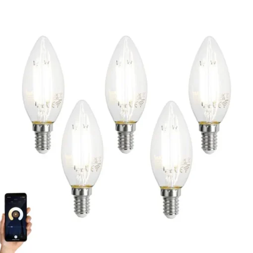 LUUMR Set van 5 Smart E14 LED lampen C35 helder 4.2W 470 lm 2700-6500K