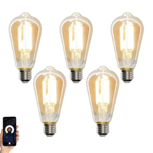 LUEDD Set van 5 Smart E27 LED lamp ST64 goud 7W 700 lm 1800-4000K