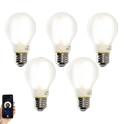 LUEDD Set van 5 Smart E27 LED lamp A60 mat 7W 806 lm 1800-4000K