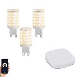 QAZQA Set van 3 smart G9 dimbare LED lamp 2.5W 250 lm 2700K-6500K incl. Zigbee Smart Hub