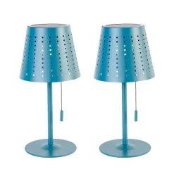 QAZQA Set van 2 tafellampen blauw oplaadbaar en solar - Ferre