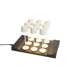 QAZQA Set van 9 tafellampen mushroom off-white incl. laadstation - Raika