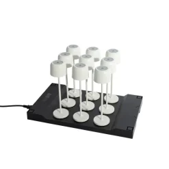 QAZQA Set van 9 tafellampen mushroom off-white incl. laadstation - Raika
