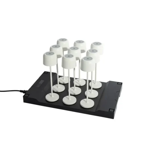 QAZQA Set van 9 tafellampen mushroom off-white incl. laadstation - Raika