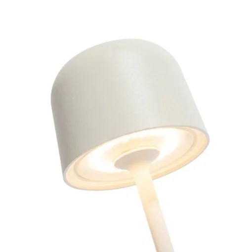 QAZQA Set van 9 tafellampen mushroom off-white incl. laadstation - Raika