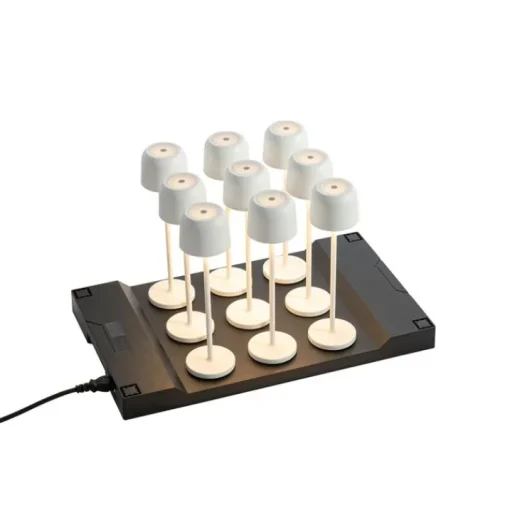 QAZQA Set van 9 tafellampen mushroom off-white incl. laadstation - Raika