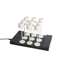 QAZQA Set van 9 tafellampen mushroom off-white incl. laadstation - Raika