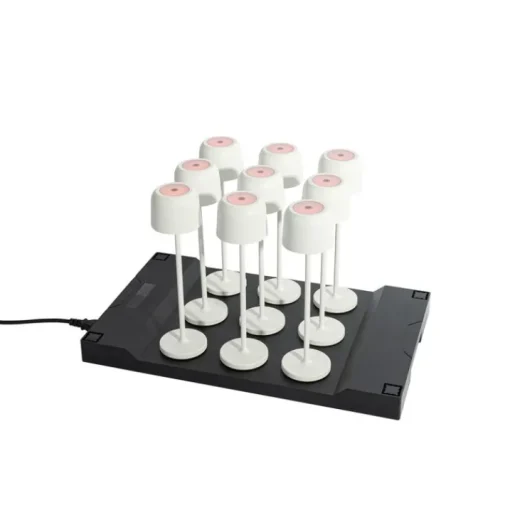 QAZQA Set van 9 tafellampen mushroom off-white incl. laadstation - Raika