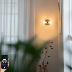 QAZQA Smart badkamer wandlamp zwart IP44 2-lichts incl. 2 Wifi G9 - Bath