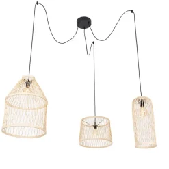 QAZQA Smart buiten hanglamp rotan 3-lichts incl. 3 Wifi G95 - Calamus