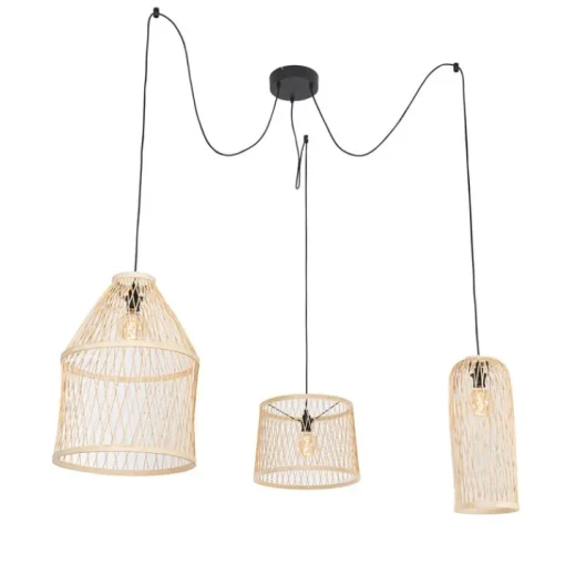 QAZQA Smart buiten hanglamp rotan 3-lichts incl. 3 Wifi G95 - Calamus