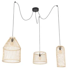 QAZQA Smart buiten hanglamp rotan 3-lichts incl. 3 Wifi G95 - Calamus
