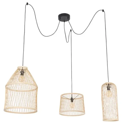 QAZQA Smart buiten hanglamp rotan 3-lichts incl. 3 Wifi G95 - Calamus