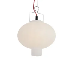QAZQA Smart buiten hanglamp wit 35cm met rode stekker incl. Wifi A60 - Pion