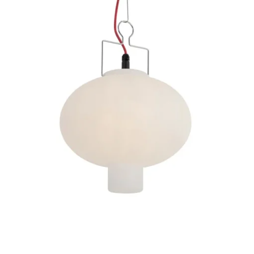 QAZQA Smart buiten hanglamp wit 35cm met rode stekker incl. Wifi A60 - Pion