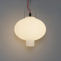 QAZQA Smart buiten hanglamp wit 35cm met rode stekker incl. Wifi A60 - Pion