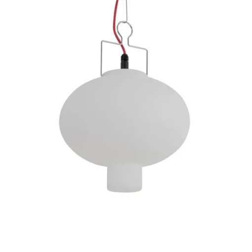 QAZQA Smart buiten hanglamp wit 35cm met rode stekker incl. Wifi A60 - Pion