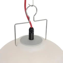 QAZQA Smart buiten hanglamp wit 35cm met rode stekker incl. Wifi A60 - Pion