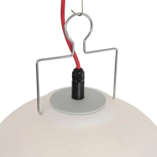 QAZQA Smart buiten hanglamp wit 35cm met rode stekker incl. Wifi A60 - Pion