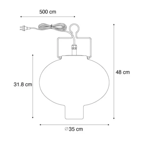 QAZQA Smart buiten hanglamp wit 35cm met rode stekker incl. Wifi A60 - Pion