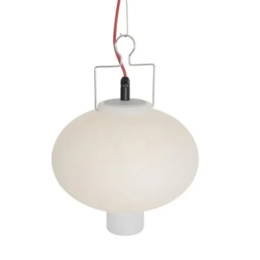 QAZQA Smart buiten hanglamp wit 35cm met rode stekker incl. Wifi A60 - Pion