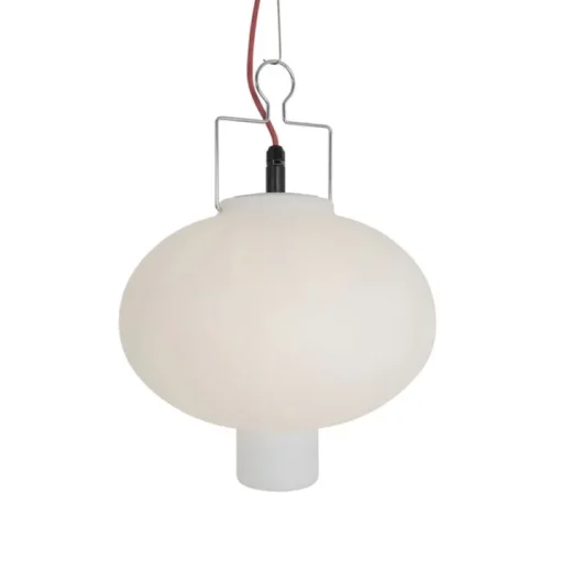 QAZQA Smart buiten hanglamp wit 35cm met rode stekker incl. Wifi A60 - Pion