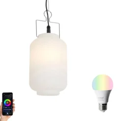QAZQA Smart buiten hanglamp wit 20cm incl. Wifi A60 - Pion