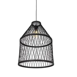 QAZQA Smart buiten hanglamp zwart rotan 3-lichts incl. 3 Wifi G95 - Calamus