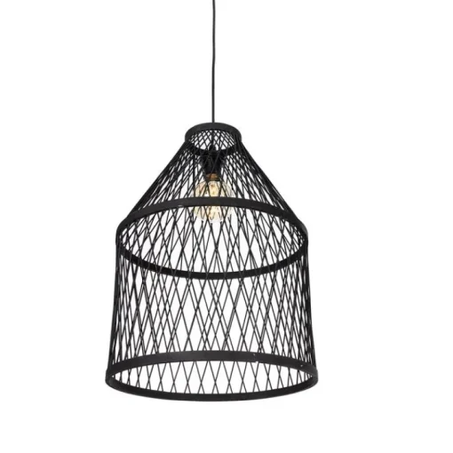 QAZQA Smart buiten hanglamp zwart rotan 3-lichts incl. 3 Wifi G95 - Calamus