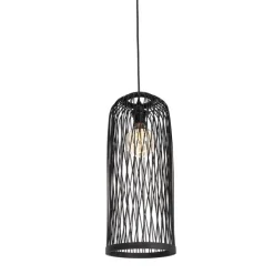QAZQA Smart buiten hanglamp zwart rotan 3-lichts incl. 3 Wifi G95 - Calamus