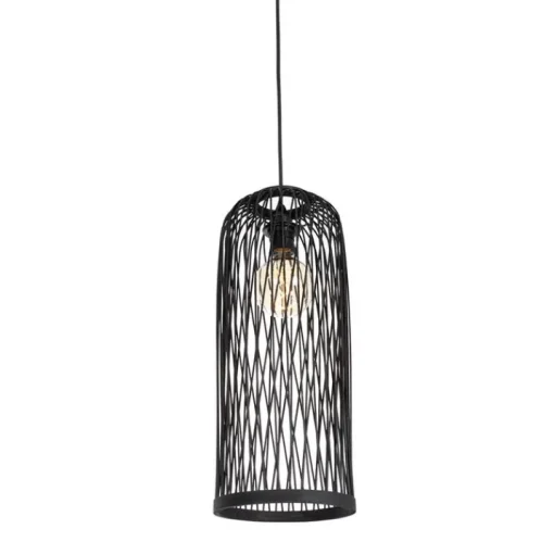 QAZQA Smart buiten hanglamp zwart rotan 3-lichts incl. 3 Wifi G95 - Calamus