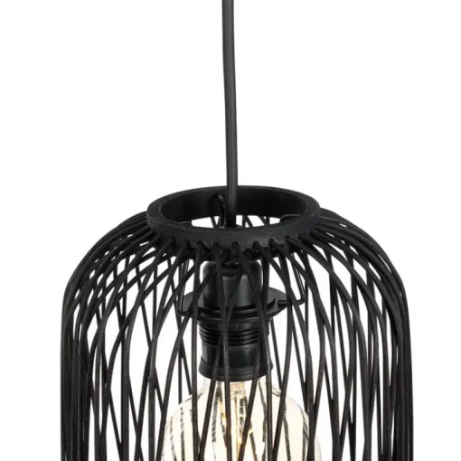 QAZQA Smart buiten hanglamp zwart rotan 3-lichts incl. 3 Wifi G95 - Calamus