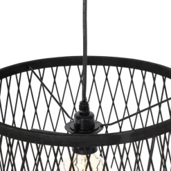 QAZQA Smart buiten hanglamp zwart rotan 3-lichts incl. 3 Wifi G95 - Calamus