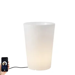 QAZQA Smart buiten vloerlamp bloempot wit IP65 incl. LED Wifi A60 - Verano