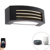 QAZQA Smart buiten wandlamp zwart IP44 incl. Wifi A60 - Hurricane