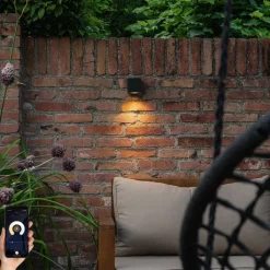 QAZQA Smart buiten wandlamp zwart kunststof incl. Wifi GU10 50mm - Baleno