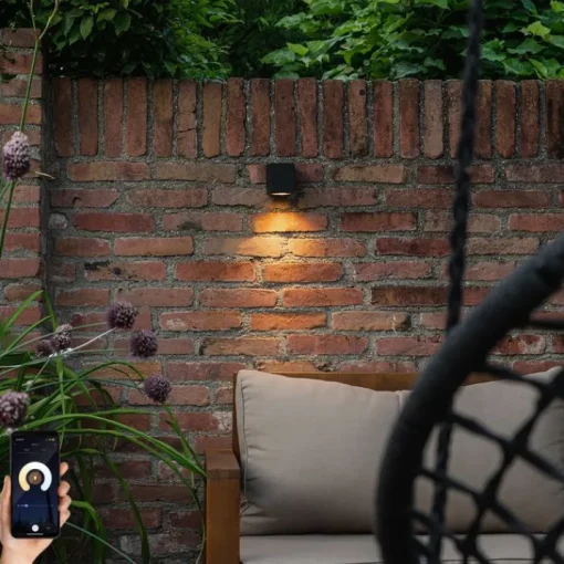 QAZQA Smart buiten wandlamp zwart kunststof incl. Wifi GU10 50mm - Baleno