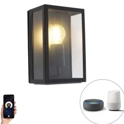 QAZQA Smart buiten wandlamp zwart 25,5 incl. WiFi A60 IP44 - Rotterdam