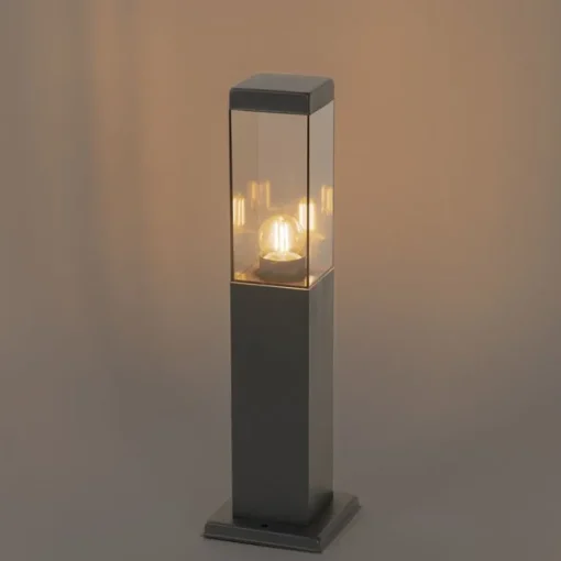 QAZQA Smart buitenlamp paal donkergrijs met smoke 45 cm Incl. Wifi - Malios